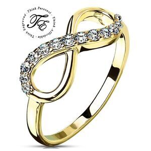 Women's Dainty Gold Infinity Ring - Paved Gem Infinity Promise Ring